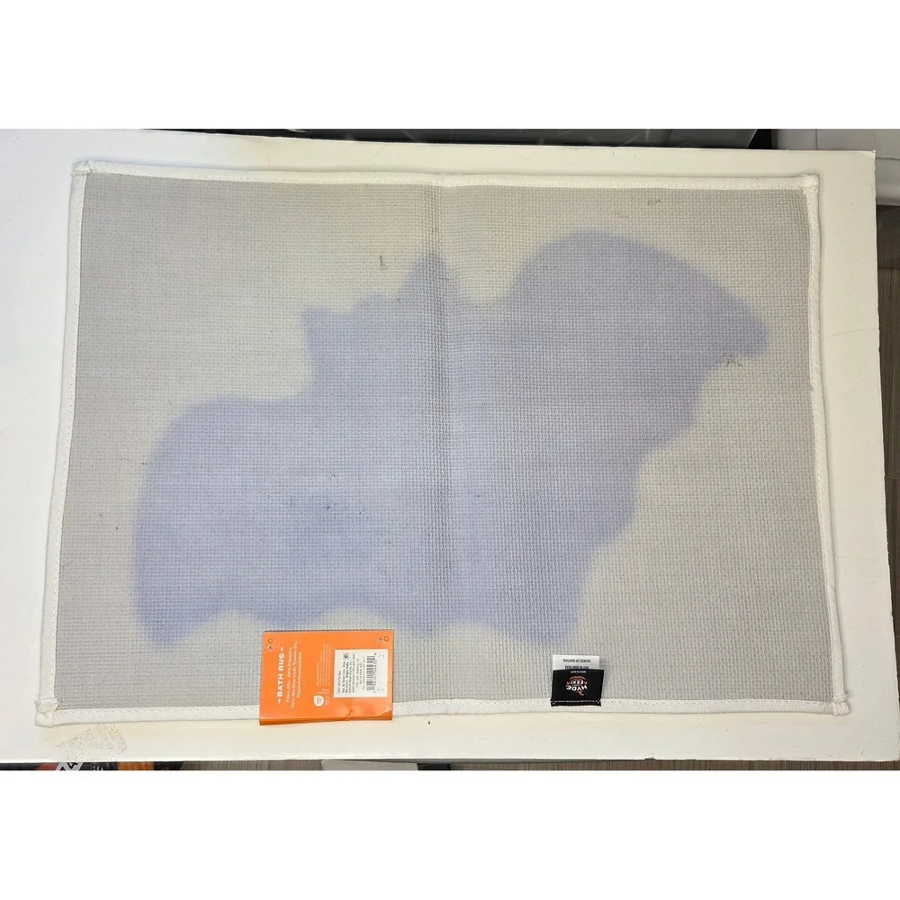 Halloween‎ Bath Mat Black Bat White Plush Spooky Season Decor NWT